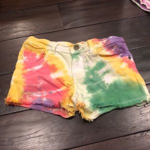 Rainbow jean shorts